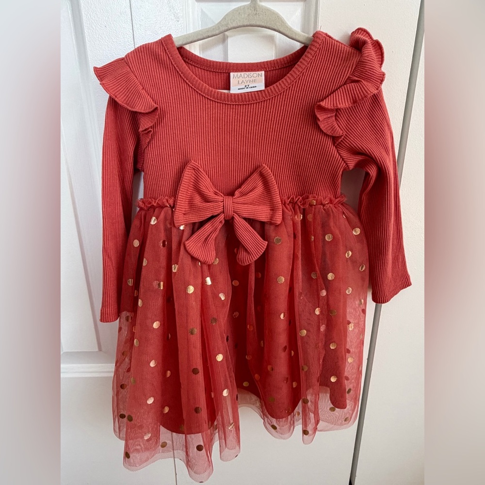 MADISON LAYNE~Red Tulle Bow Dress SIZE 2T